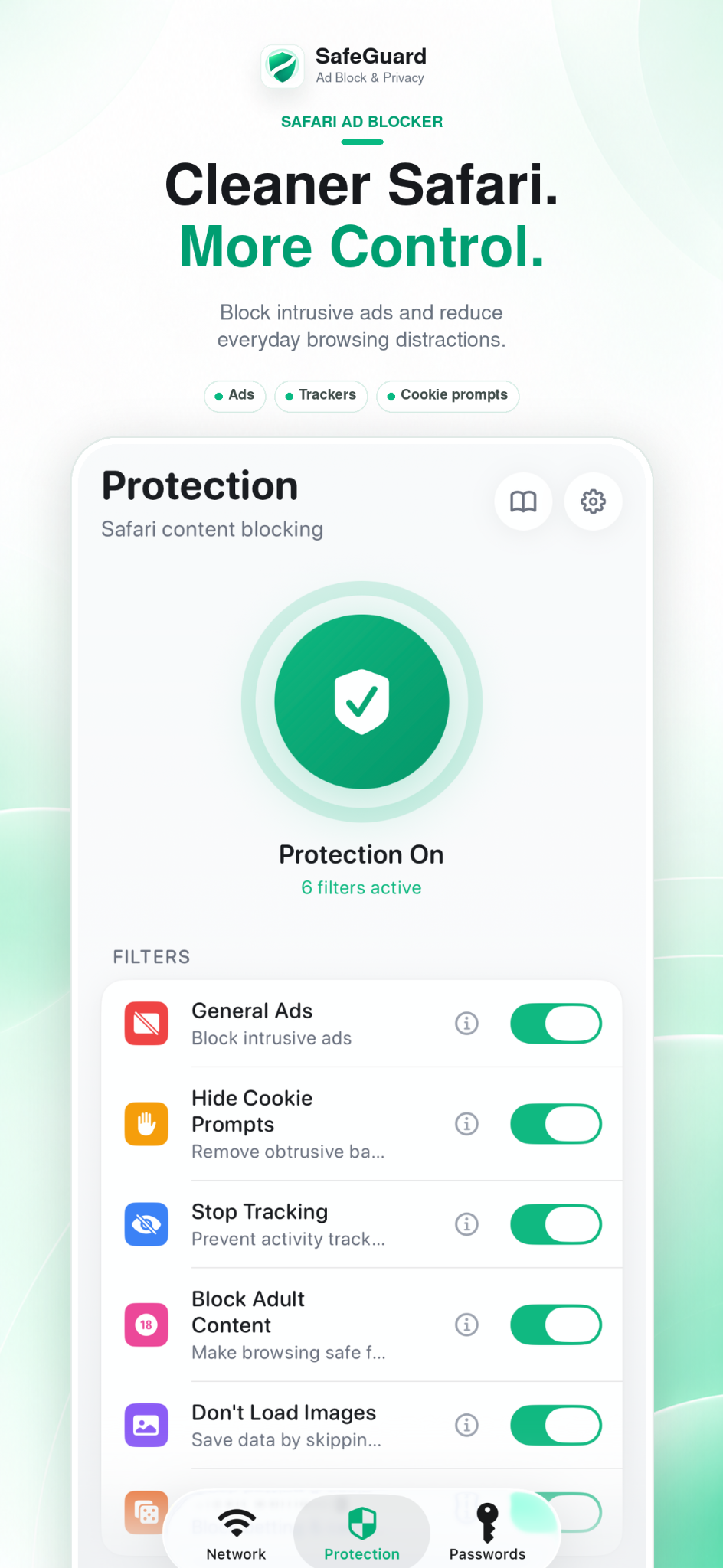 SafeGuard Safari protection interface